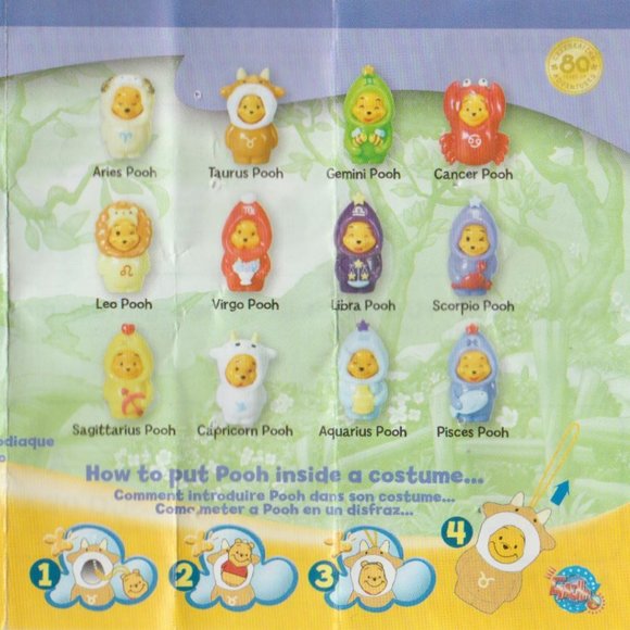 Winnie The Pooh Peek-A-Pooh zodiac Astrology Pisces Tomy Yujin - Picture 3 of 6